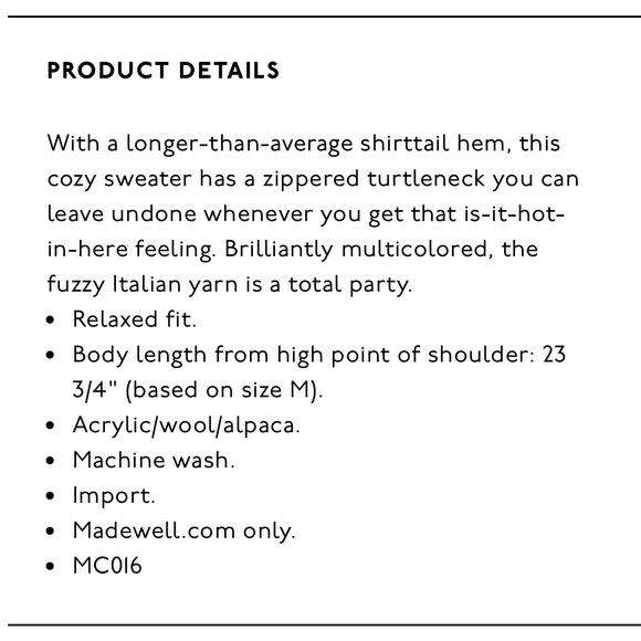 Madewell Multicolored Zip Turtleneck Sweater - Picture 7 of 7